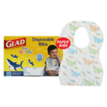 Glad for Kids Shark Disposable Paper Bibs with Crumb Catcher