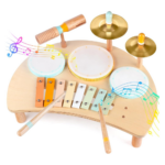 Kids Drum Set, Montessori Toys Wooden Musical Instruments for Baby Toddlers