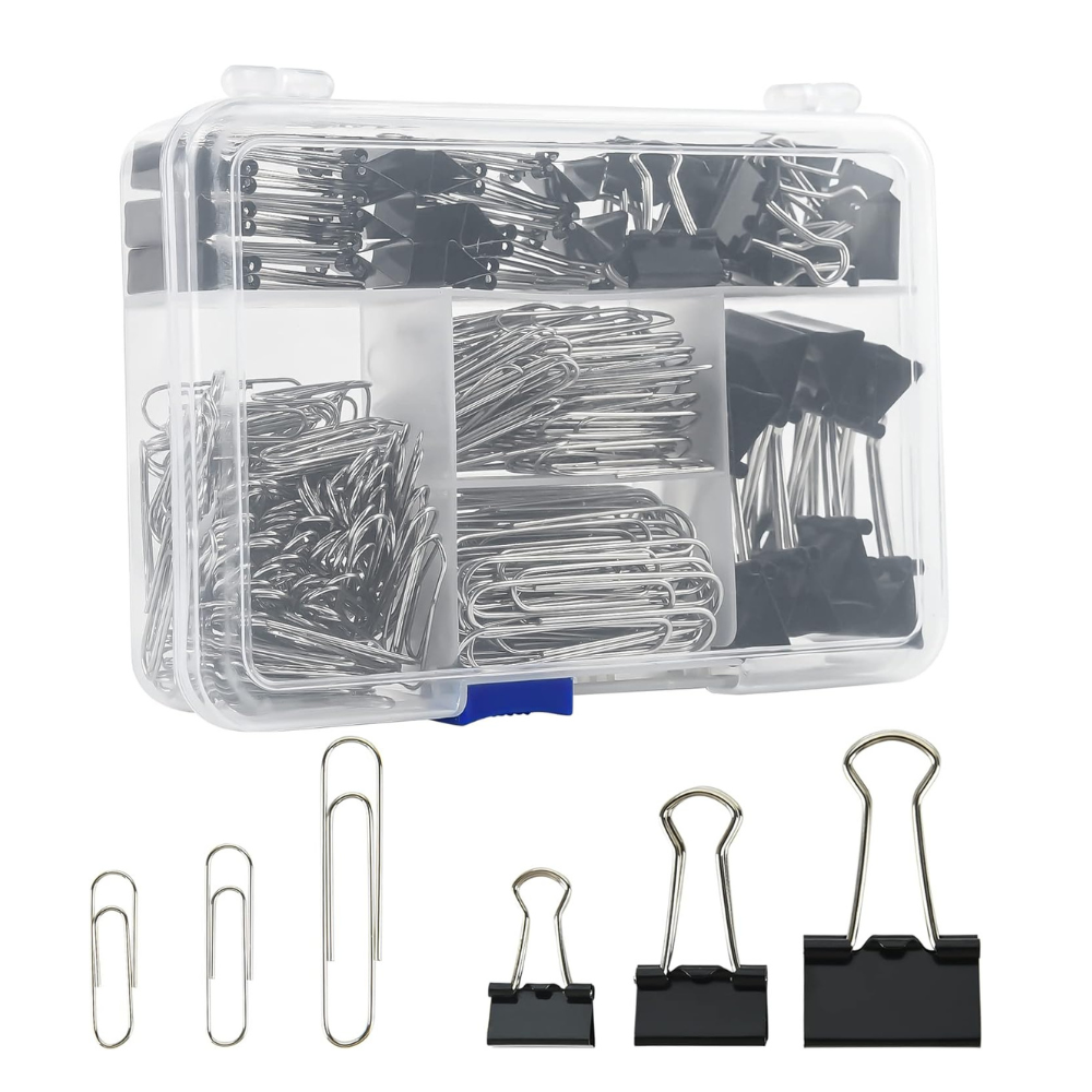 Untitled design - 2026-07-25T071029.751 Assorted Size Binder Clips & Jumbo Paper Clips Set - Image 1